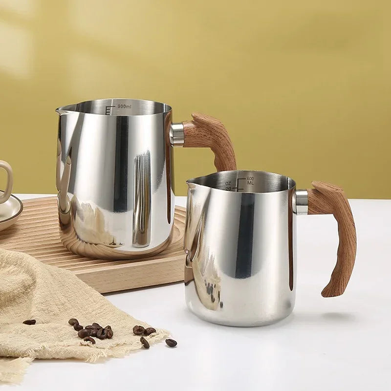 Axyaa Stainless Steel Milk Frothing Jug Scale Handle Latte Coffee Cup