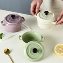 Axyaa Ceramic Mini Double Ear Bowl Set for 6.5oz Yogurt & Steamed Egg