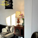 Axyaa French Vintage Fabric Art Table Lamp - LED Solid Wood Desk Light