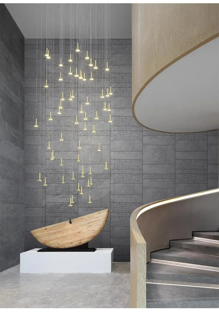 Axyaa Nordic Minimalist Chandelier: Modern Staircase & Living Room Lighting Fixtures