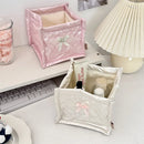 Axyaa Bow Heart Korean Stationery Organizer for Makeup & Desktop Storage