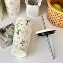 Axyaa Cute Puppy Thermos Straw Bottle: Stainless Steel Water Cup & Coffee Tumbler