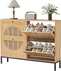 Axyaa Farmhouse Shoe Storage Cabinet with 2 Flip Drawers