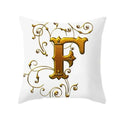 Axyaa European Gold 26 Letters Digital Printed Pillowcase for Home Decor