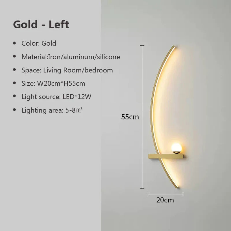 Axyaa Black Gold LED Wall Sconce for Bedroom Study Indoor Lighting