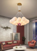 Axyaa Moon Lampshade Ceiling Chandelier LED Hanging Light Home Decor for Bedroom