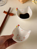 Axyaa Rooster Ceramic Flavor & Butter Plate - Mini Seasoning Dish