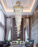 Axyaa Gold Stainless Steel Crystal Chandelier for Large Home Decor
