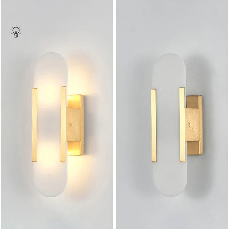 Axyaa Brass Glass Wall Sconce: Modern Scandinavian Interior Lamp for Living Room