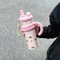 Axyaa Cute Insulated Straw Tumbler with Handle, Leakproof Thermos Bottle
