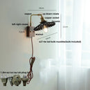 Axyaa Nordic Modern LED Wall Lamp Walnut Wood Ceramic Copper Pull Chain Switch