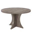 Axyaa 47.24" Round Farmhouse Dining Table for 4-6, Solid Wood with Pedestal Base