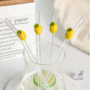 Axyaa Lemon Glass Straws: 5Pcs Reusable Decorative Drinkware for Smoothies & Cocktails