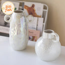 Axyaa Pearl Glazed Ceramic Vase Round Table Decoration for Flowers Arrangement