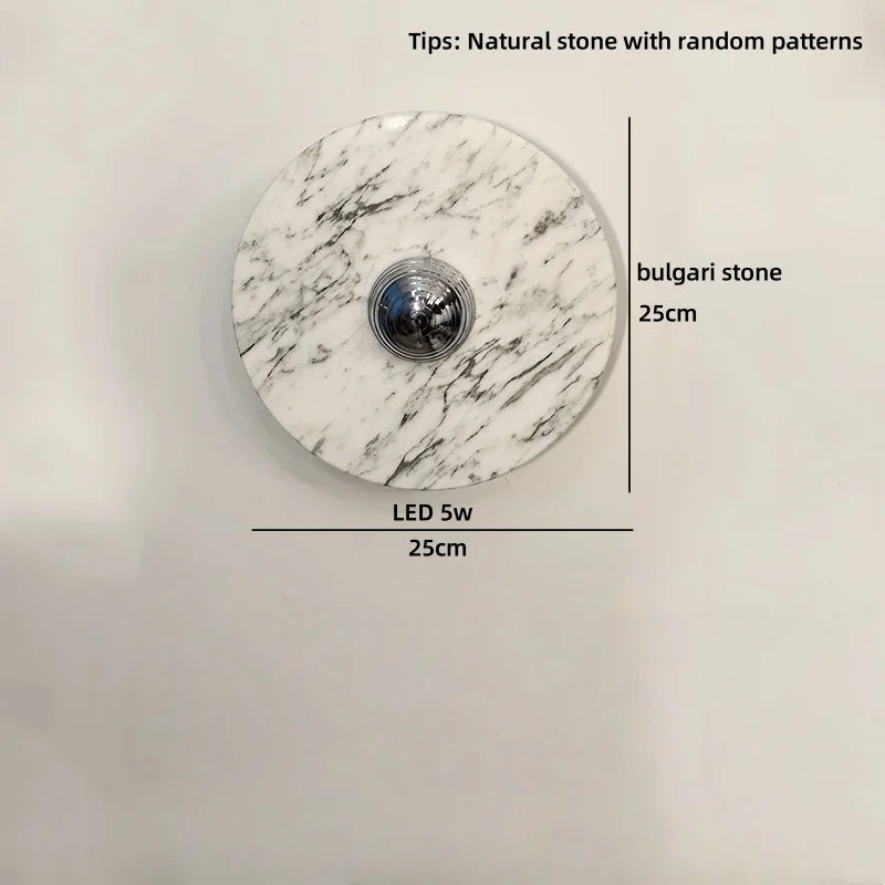Axyaa Round Stone LED Wall Sconce Shower Light 220v White Ball Bulb Mirrors Stair Kitchen Bathroom