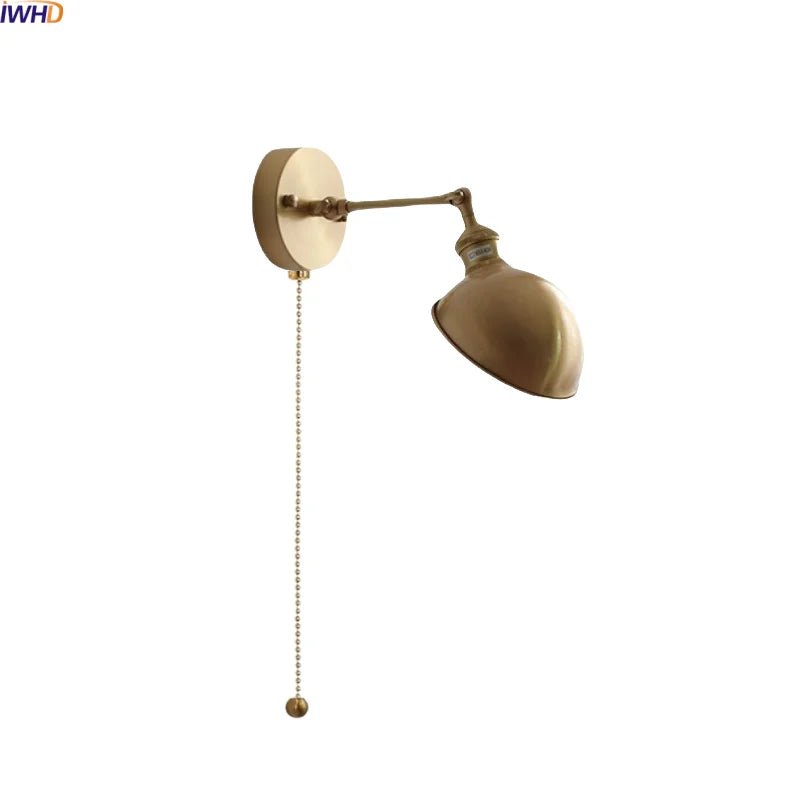 Axyaa Nordic LED Wall Lamp for Bedroom Bedside, Modern Copper Arm, Up Down Rotate, Bathroom Mirror Light
