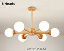 Axyaa White Glass Ball Wood Chandelier - Elegant Living Room Lighting