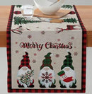 Axyaa Christmas Table Runner with Festive Gnome Tree Snowman Design