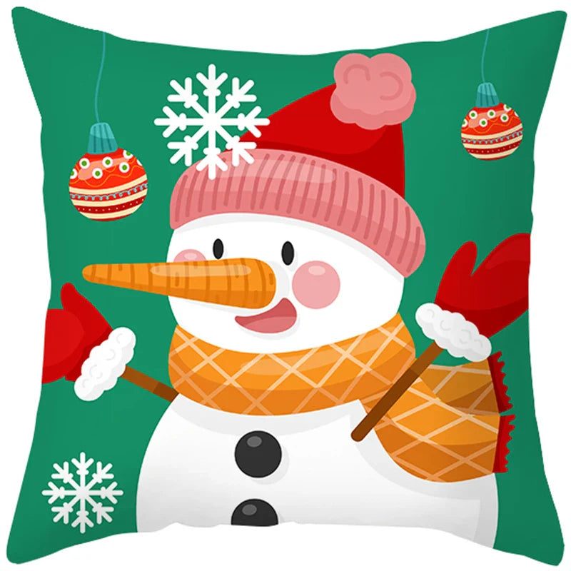 Axyaa Christmas Cushion Cover 45x45cm Snowman Santa Noel Navidad Happy New Year