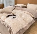 Axyaa Winter Rabbit Velvet Four-Piece Bedding Set in Solid Color