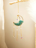 Axyaa Moon Crystal Suncatcher with Colorful Prism Pendant - Garden, Patio, Home Décor