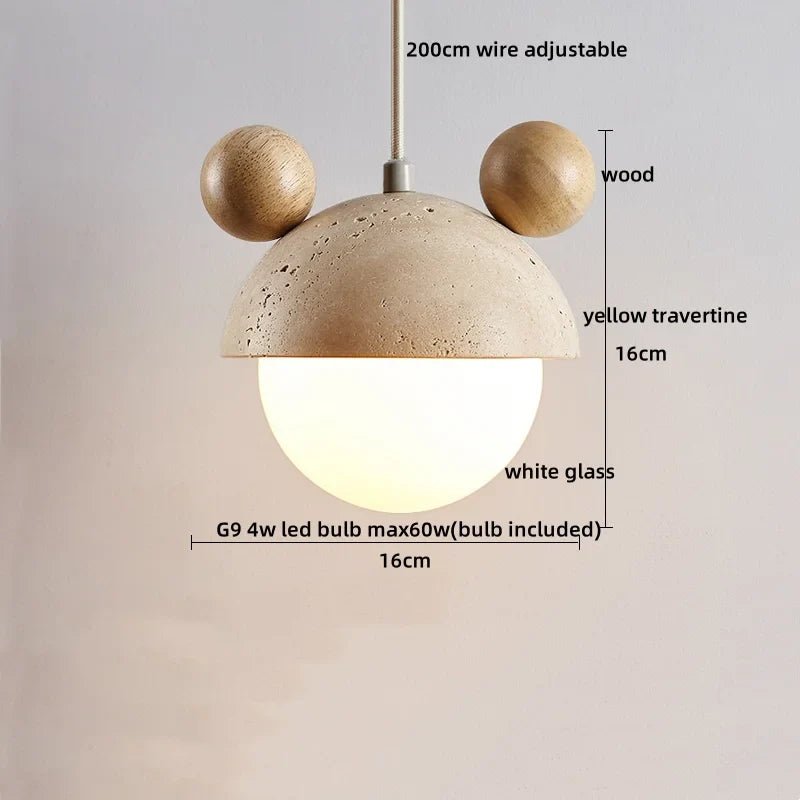 Axyaa Travertine LED Pendant Lights Natural Stone Hanging Lamp