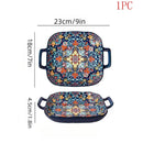 Axyaa Bohemian Style Ceramic Pasta Dish with Double Ear Plate