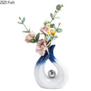 Axyaa Silver Ball Ceramic Vase for Elegant Room Decor