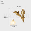 Axyaa Brass Angel Pendant Chandelier with Crystal Flower Wall Sconce Light