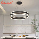 Axyaa Black White Led Pendant Ring Chandelier for Home Indoor Decor Lighting