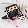 Axyaa Travel Makeup Train Case with Adjustable Dividers and Shoulder Strap