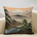 Axyaa Japanese Landscape Ukiyo Style Cushion Cover 45x45cm Art Decor Linen Pillow Case