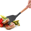 Axyaa Silicone Cooking Spatula Turner with Wooden Handle - Home Kitchen Utensil