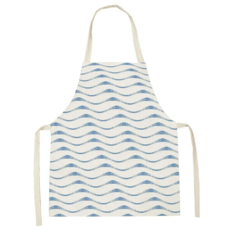 Axyaa Blue Wave Kitchen Apron: Yellow Striped Wood Texture, Adult & Kids Bib