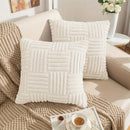 Axyaa Boho Stripe Geometry Plush Pillow Covers, 18inx18in