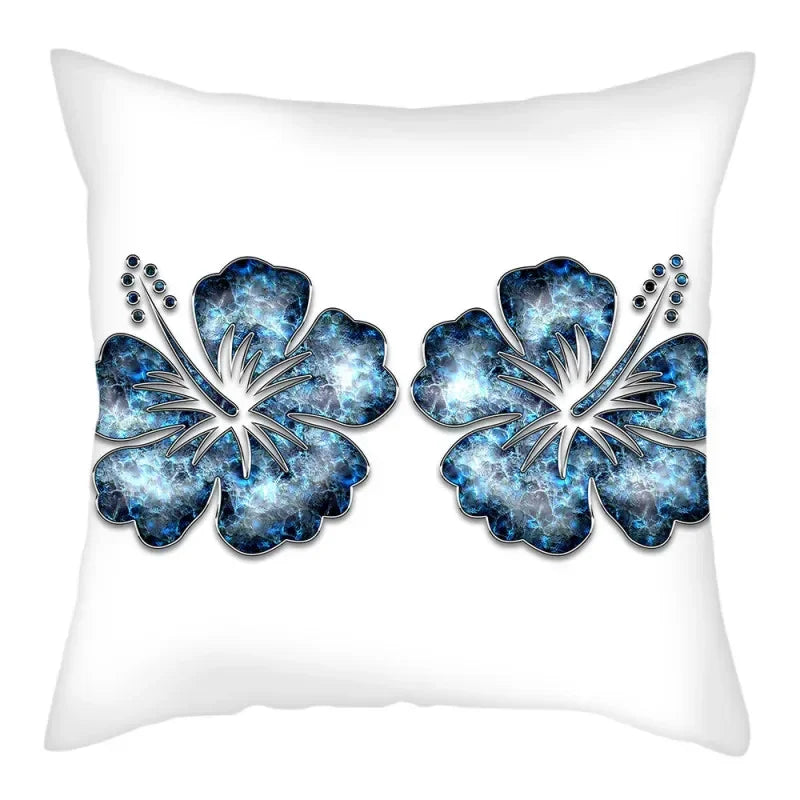 Axyaa Blue Flower Pattern Pillow Case