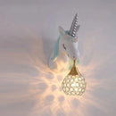 Axyaa Nordic Unicorn Wall Lamp Kids Bedroom Sconce Light Fixtures