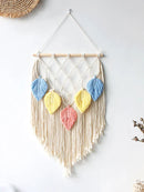 Axyaa Multicolor Leaves Macrame Tapestry with Wooden Beads Wall Hanging