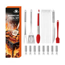 Axyaa 21-Piece BBQ Tool Set, Stainless Steel, Outdoor Grill Bag