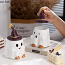 Axya Cute Ghost Ceramic Mug with Cover - Halloween Easter Gift