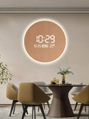 Axyaa Circular Decorative Human Body Induction Digital Clock Wall Lamp Living Room Wall