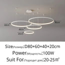 Axyaa Black Rings Pendant Light Chandelier Dimmable Remote Lamp Modern Minimalist Style
