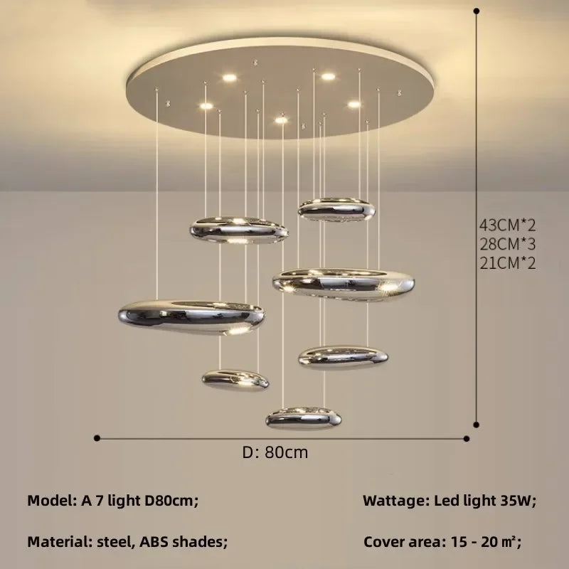 Axyaa Nordic Minimalist LED Stair Chandelier for Home, Villa, Hotel - Dimmable Luminaires
