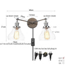 Axyaa 2-Head LED Wall Sconce Industrial Iron Glass Retro Stair Light Fixtures