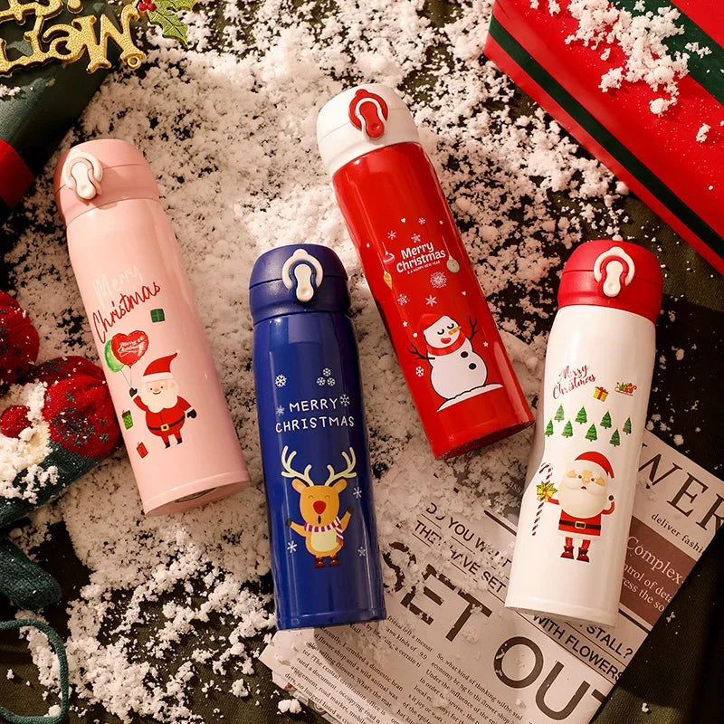 Axyaa Christmas Stainless Steel Vacuum Thermos Cup with Festive Designs for Xmas & New Year