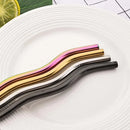 Axyaa Wave Line Stainless Steel Drinking Straws - 6Pcs Smoothie Juice Cocktail Straws