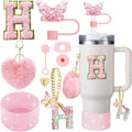 Axyaa 9-Piece Cup Accessory Set: Butterfly Straw, Cover, Cap, Boot, Charm, Initials Sticker, Stopper