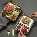 Axyaa Stainless Steel Dipping Plate with Compartments and Tray - Tableware for Snacks and Lunch