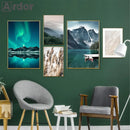 Scandinavia Mountain Lake Boat Wall Art Axyaa Print - Modern Home Decor