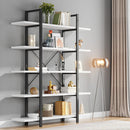 Axyaa 5-Tier Industrial Bookshelf, Vintage Style Bookcase 72"H x 47"L 12"W